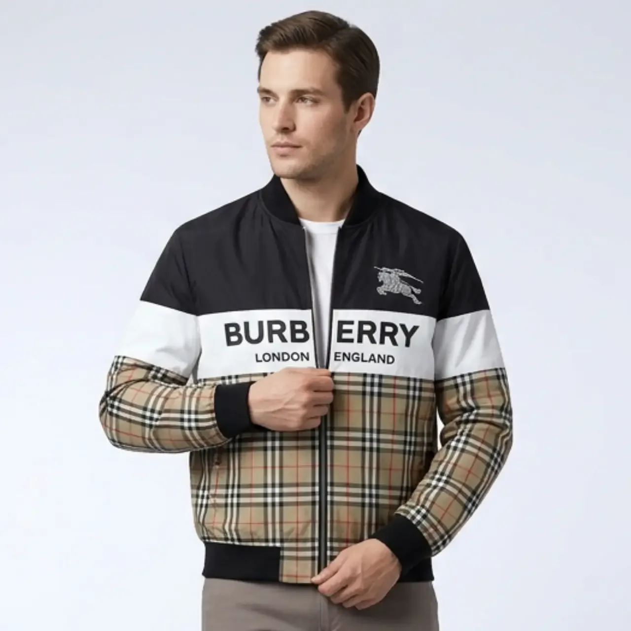 Burberry Logo Check Harrington Jacket | Forever