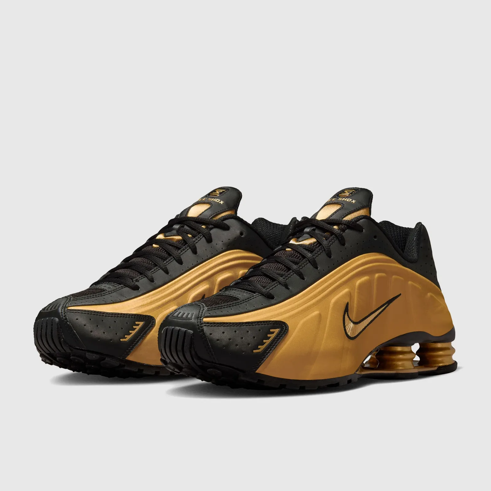 Metallic Gold Black Trainers